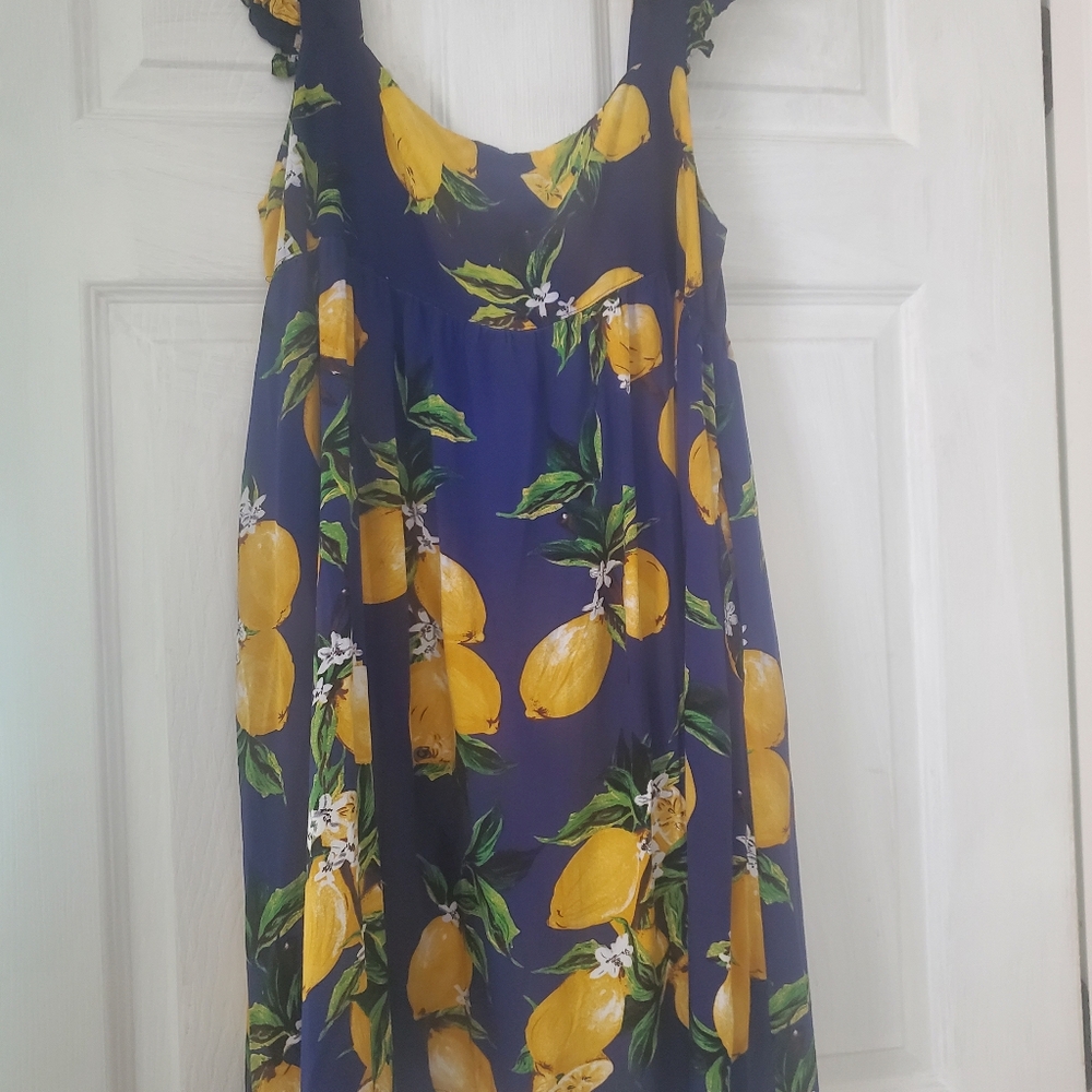 Lemon Print Sleeveless Dress